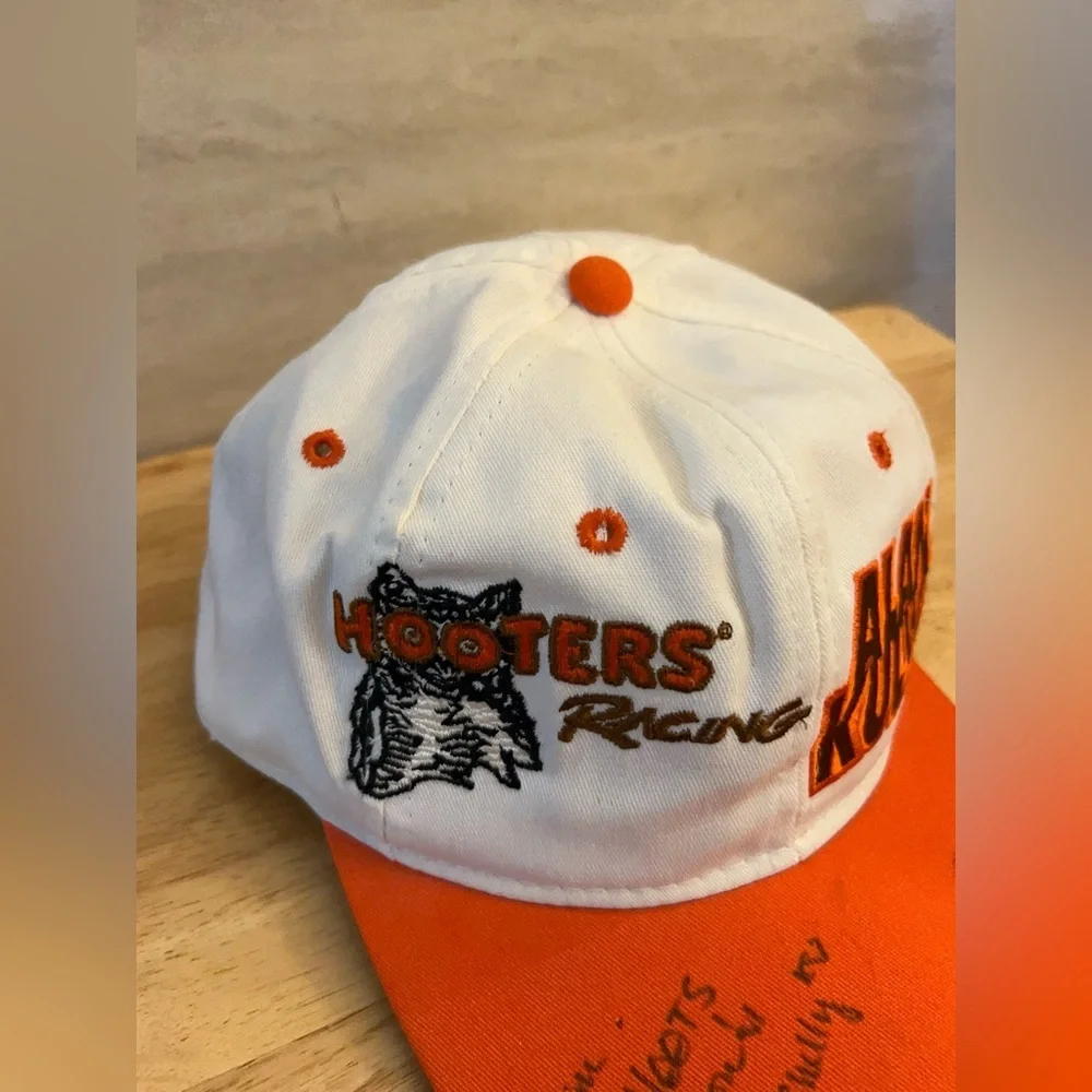 Kudzu Vintage Hooters Racing Alan Kulwicki White & Orange Signed Cap - Picture 4 of 8